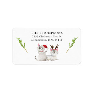 Cute Kerstmis Kitty Return-adres Etiket