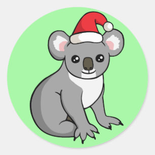 Cute Kerstmis Koala in Santa Hat Drawing Stickers