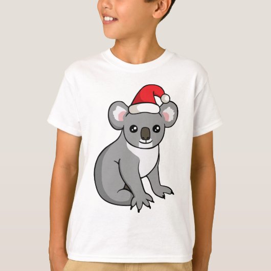 Cute Kerstmis Koala Santa Hat Drawing Kind Shirt (Voorkant)