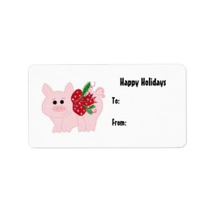 Cute Kerstmis Label met cadeau