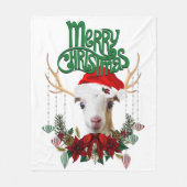 Cute Kerstmis LaMancha Goat Antlers en Wreater Fleece Deken (Voorkant)