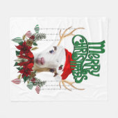 Cute Kerstmis LaMancha Goat Antlers en Wreater Fleece Deken (Voorkant (Horizontaal))