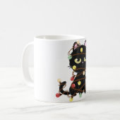 Cute Kerstmis Light Black Cat Koffiemok (Voorkant links)