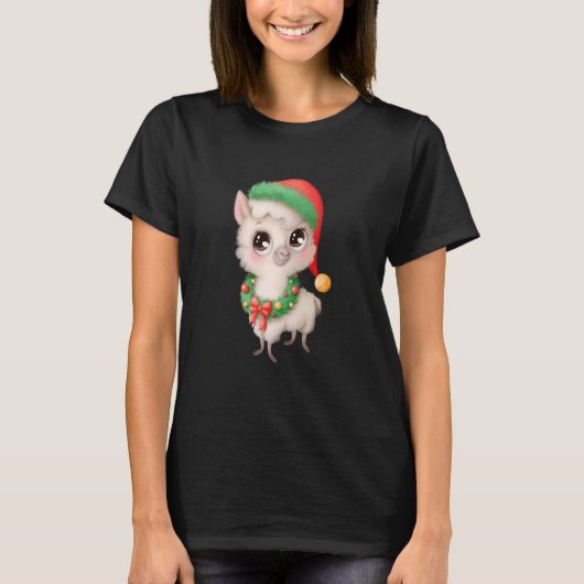 Cute Kerstmis Llama Alpaca Boy Girl Kinder T-shirt (Voorkant)