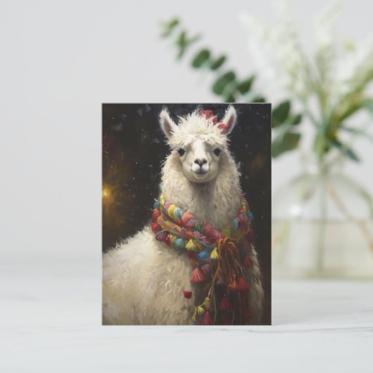 Cute Kerstmis Llama Briefkaart (Staand voorkant)