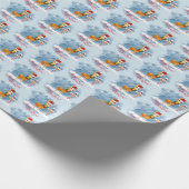 Cute Kerstmis Llama op Noordpool Cadeaupapier (Hoek)