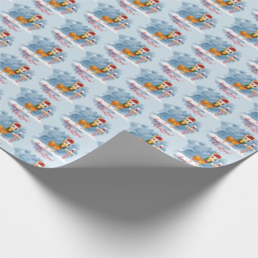 Cute Kerstmis Llama op Noordpool Cadeaupapier (Hoek)