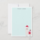 Cute Kerstmis Llama Pastel Blue Persoonlijke naam Bedankkaart (Voorkant)