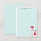 Cute Kerstmis Llama Pastel Blue Persoonlijke naam Bedankkaart (Voorkant / Achterkant)