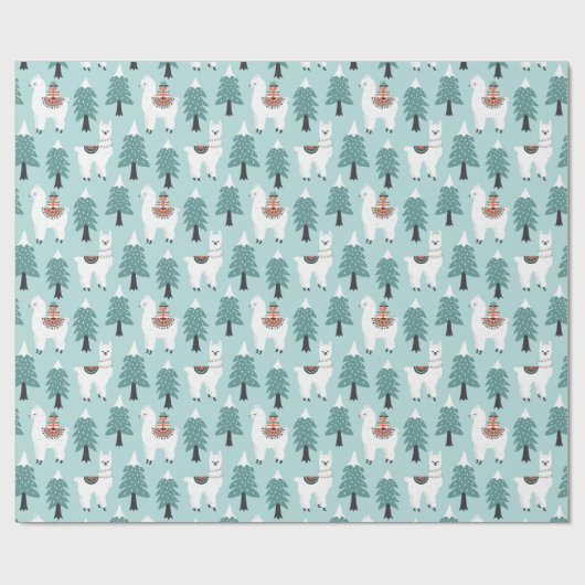 Cute Kerstmis Llama Pattern Cadeaupapier (Vlak)