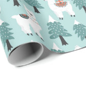 Cute Kerstmis Llama Pattern Cadeaupapier (Rol Hoek)