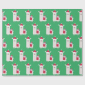 Cute Kerstmis Llama Pattern in Green Cadeaupapier (Vlak)