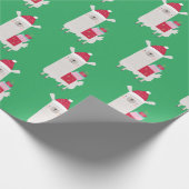 Cute Kerstmis Llama Pattern in Green Cadeaupapier (Hoek)