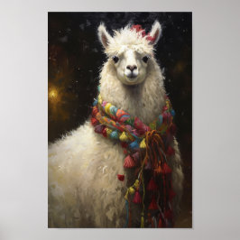 Cute Kerstmis Llama Poster