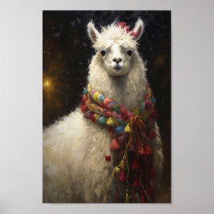 Cute Kerstmis Llama Poster