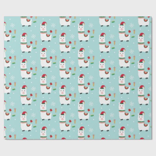 Cute Kerstmis Llamas Cadeaupapier (Vlak)