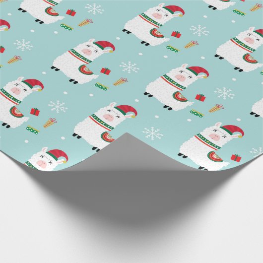 Cute Kerstmis Llamas Cadeaupapier (Hoek)