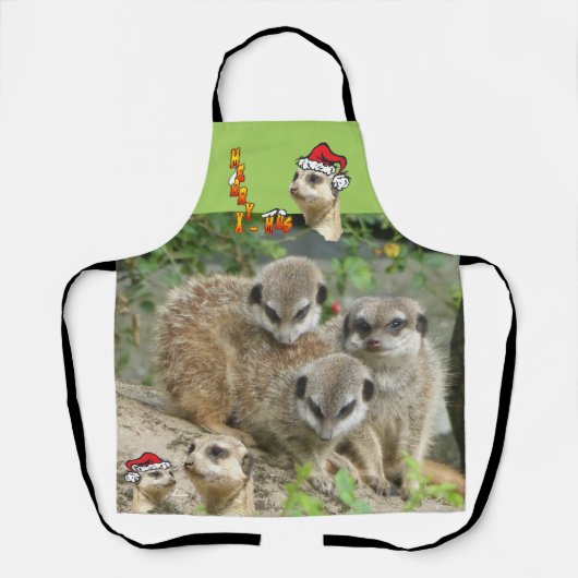 Cute Kerstmis Meerkats Apron Schort (Voorkant)