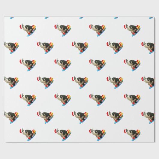 Cute Kerstmis Merlin Cat Cadeaupapier (Vlak)