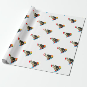 Cute Kerstmis Merlin Cat Cadeaupapier