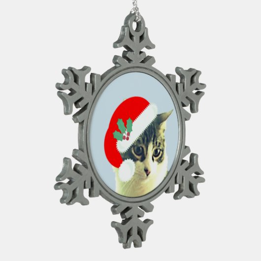 Cute Kerstmis Merlin Cat Face Tin Sneeuwvlok Ornament (Links)