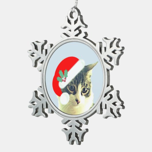 Cute Kerstmis Merlin Cat Face Tin Sneeuwvlok Ornament (Rechts)