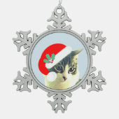 Cute Kerstmis Merlin Cat Face Tin Sneeuwvlok Ornament (Voorkant)