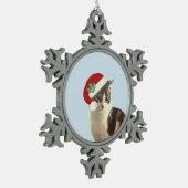 Cute Kerstmis Merlin Cat Tin Sneeuwvlok Ornament (Links)