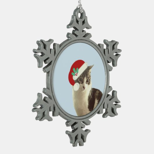 Cute Kerstmis Merlin Cat Tin Sneeuwvlok Ornament (Links)