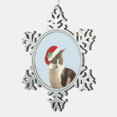 Cute Kerstmis Merlin Cat Tin Sneeuwvlok Ornament (Rechts)