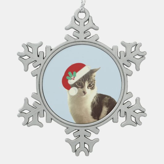 Cute Kerstmis Merlin Cat Tin Sneeuwvlok Ornament (Voorkant)