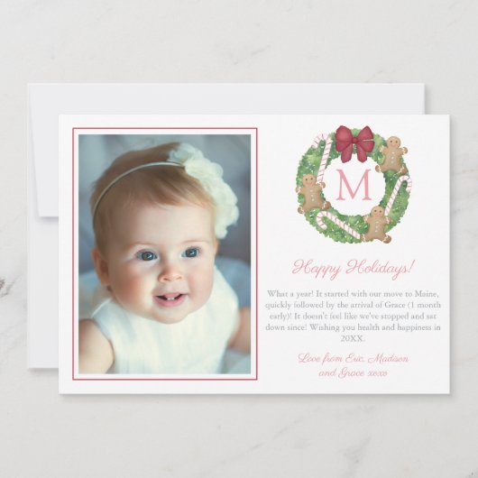 Cute Kerstmis met Gingerbrood Peppermint Foto Feestdagenkaart (Voorkant)