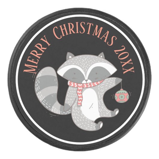 Cute Kerstmis met Ornament Illustratie Hockey Puck (Voorkant)