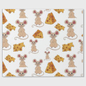 Cute Kerstmis Mice Pattern Cadeaupapier (Vlak)