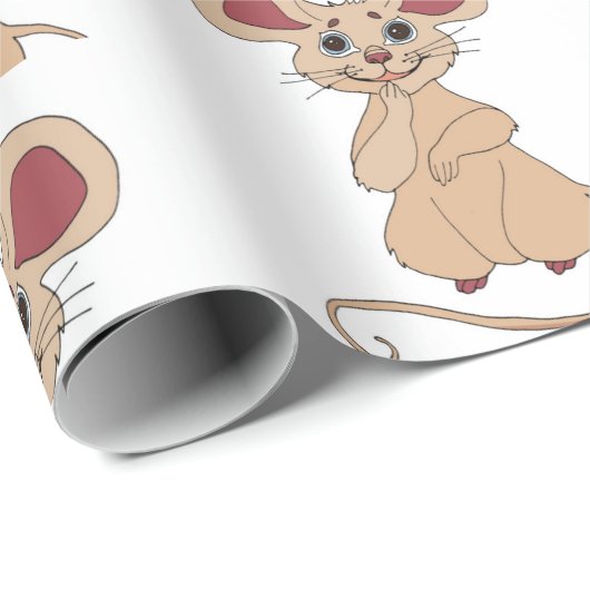 Cute Kerstmis Mice Pattern Cadeaupapier (Rol Hoek)