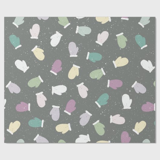 Cute Kerstmis Mittens Winter Pattern Cadeaupapier (Vlak)