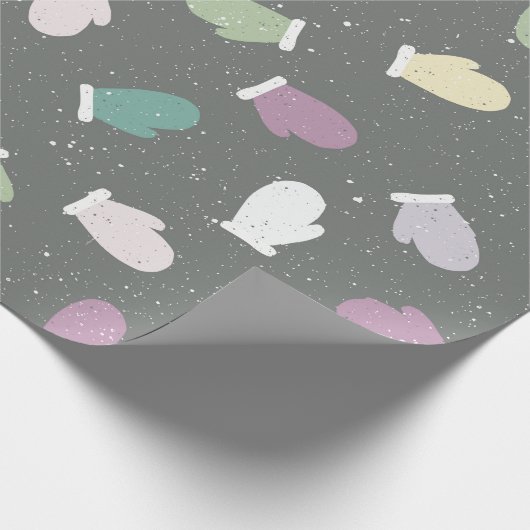 Cute Kerstmis Mittens Winter Pattern Cadeaupapier (Hoek)