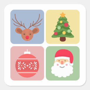 Cute Kerstmis moderne pictogramsticker Vierkante Sticker