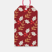 Cute Kerstmis Monogram Burgundy Holly Mistletoe Cadeaulabel (Achterkant)