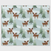 Cute Kerstmis Moose Patroon Cadeaupapier (Vlak)