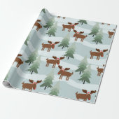 Cute Kerstmis Moose Patroon Cadeaupapier (Uitgerold)