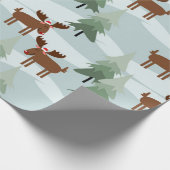 Cute Kerstmis Moose Patroon Cadeaupapier (Hoek)
