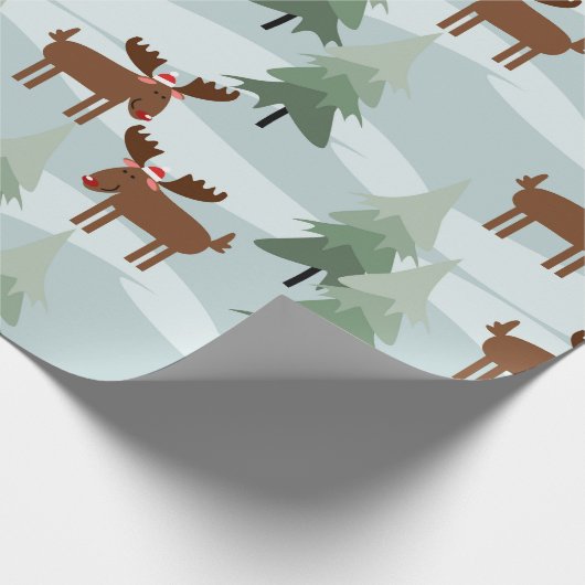 Cute Kerstmis Moose Patroon Cadeaupapier (Hoek)