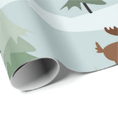 Cute Kerstmis Moose Patroon Cadeaupapier (Rol Hoek)
