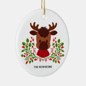 Cute Kerstmis Moose Photo Keramisch Ornament (Rechts)