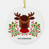 Cute Kerstmis Moose Photo Keramisch Ornament (Voorkant)