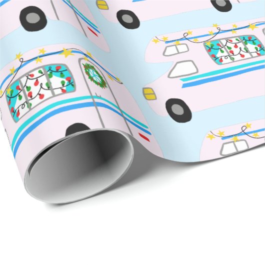 Cute Kerstmis  Motorhome RV-kerst Cadeaupapier (Rol Hoek)