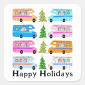 Cute Kerstmis  Motorhome RV-kerst Vierkante Sticker (Voorkant)
