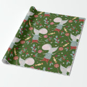 Cute Kerstmis Mouse Patroon Cadeaupapier (Uitgerold)