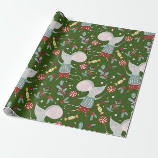 Cute Kerstmis Mouse Patroon Cadeaupapier